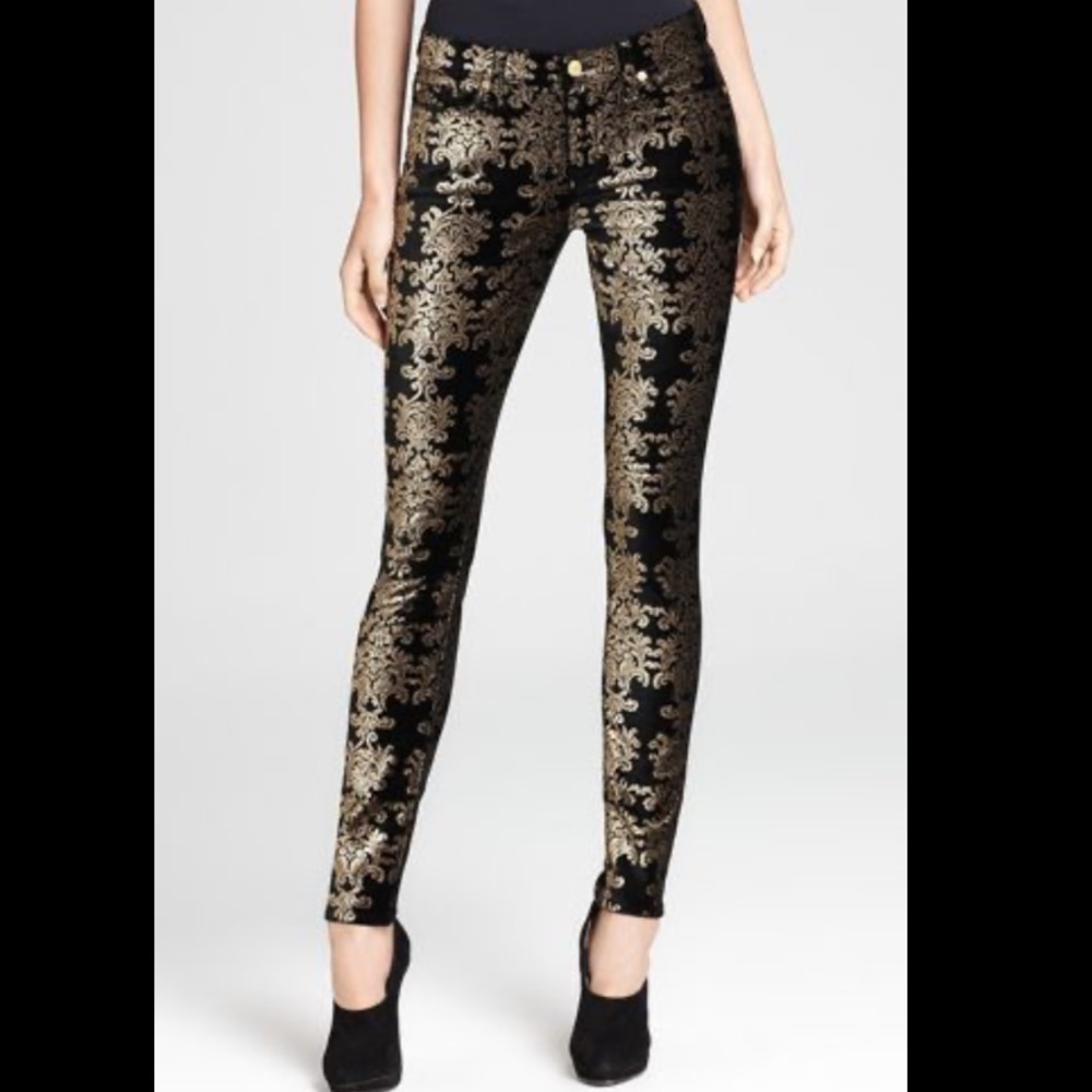 7 for all mankind black gold dressy jeans holiday fall party 28 stretch